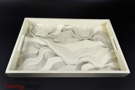 Rectangular lacquer tray with wavy pattern 30*45 cm